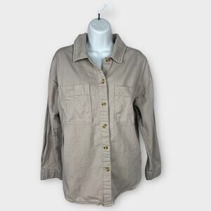 Thread & Supply Fletcher Oversized Shirt Jacket Denim Shacket Small Blush Tan